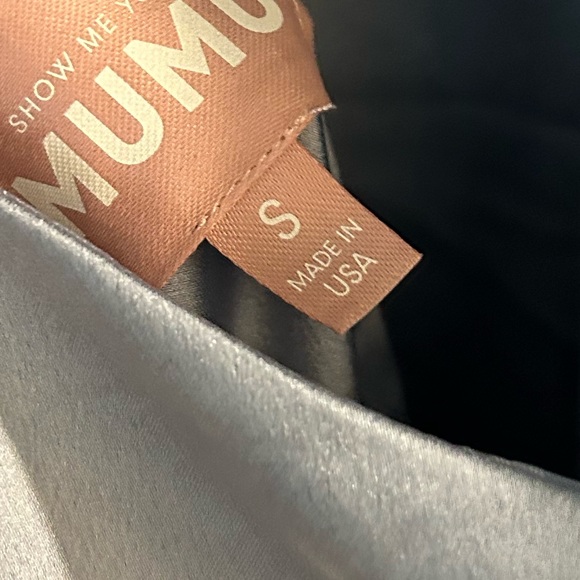 Shoe me your mumu Jasmine Halter Maxi Dress Steel Blue Luxe Satin - Picture 4 of 4